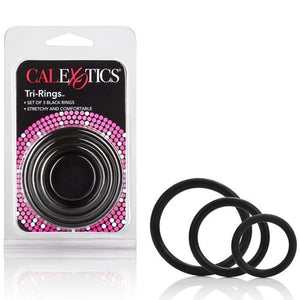 CalExotics Tri-Rings Multi Purpose 3 Rings in Black or Ivory For Him - Cock Ring Sets Calexotics Black 