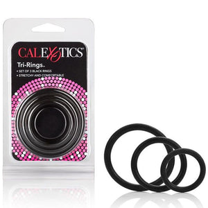 CalExotics Tri-Rings Multi Purpose 3 Rings in Black or Ivory For Him - Cock Ring Sets Calexotics Black 