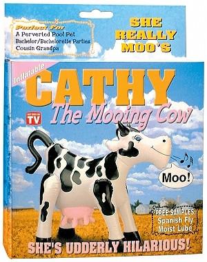 Cathy Inflatable Mooing Cow- Motion Activated Electronic Voicebox Gifts & Games - Stag Night Pipedream Products 