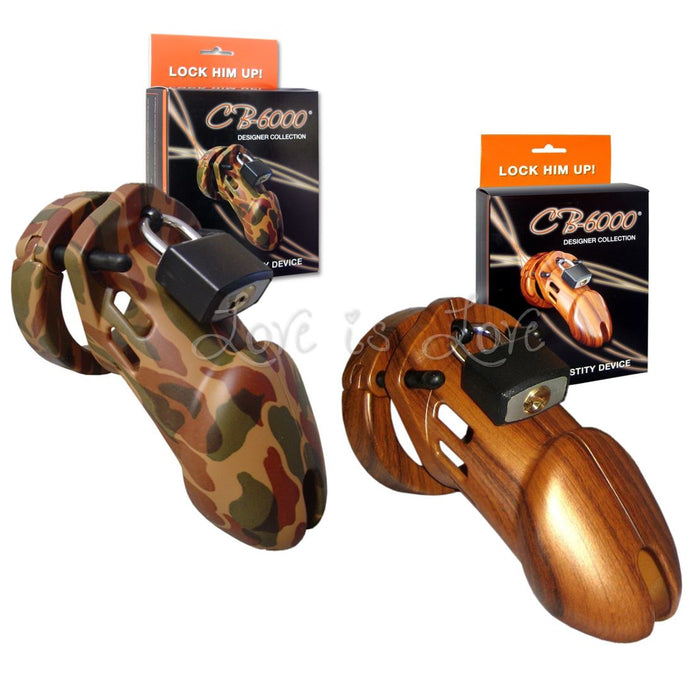 CB-X CB-6000 3.25 Inch Male Chastity Device Designer Collection Wood or Camouflage Finish