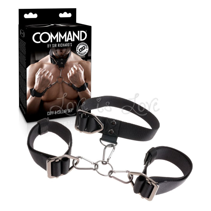 Command By Sir Richard's  Cuff & Collar Set Black And Stainless Steel