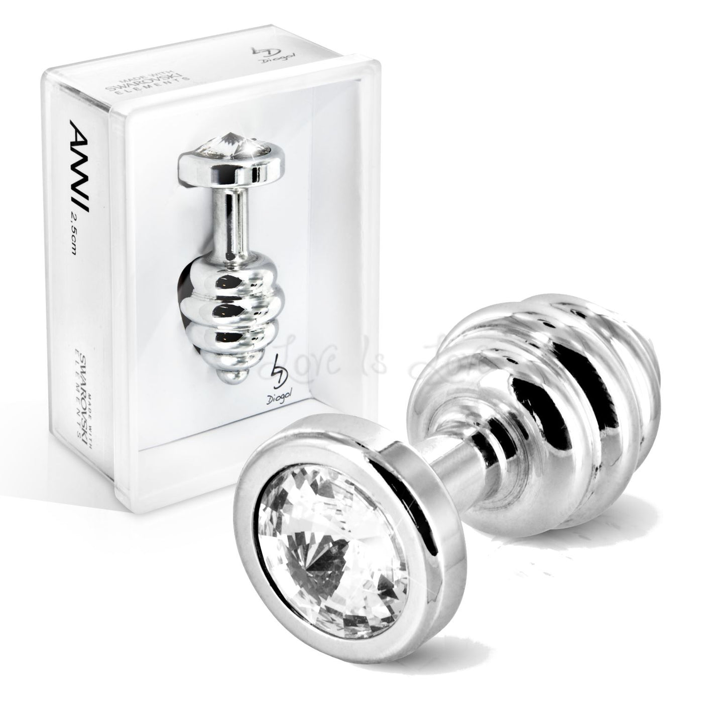 Diogol Ano Butt Plug Ribbed Silver Plated 25 MM or 30 MM (Swarovski Cr Love is Love Diogol Ano Butt Plug Ribbed Silver Plated 25 MM or 30 MM (Swarovski Cr Love is Love