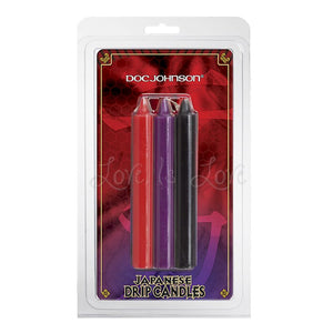 Doc Johnson Japanese Drip Candles 3 Pack Multi-Colored Bondage - Japanese Bondage Toys Doc Johnson 