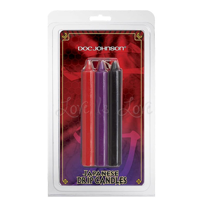 Doc Johnson Japanese Drip Lower Temperatures Candles 3 Pack Multi-Colored