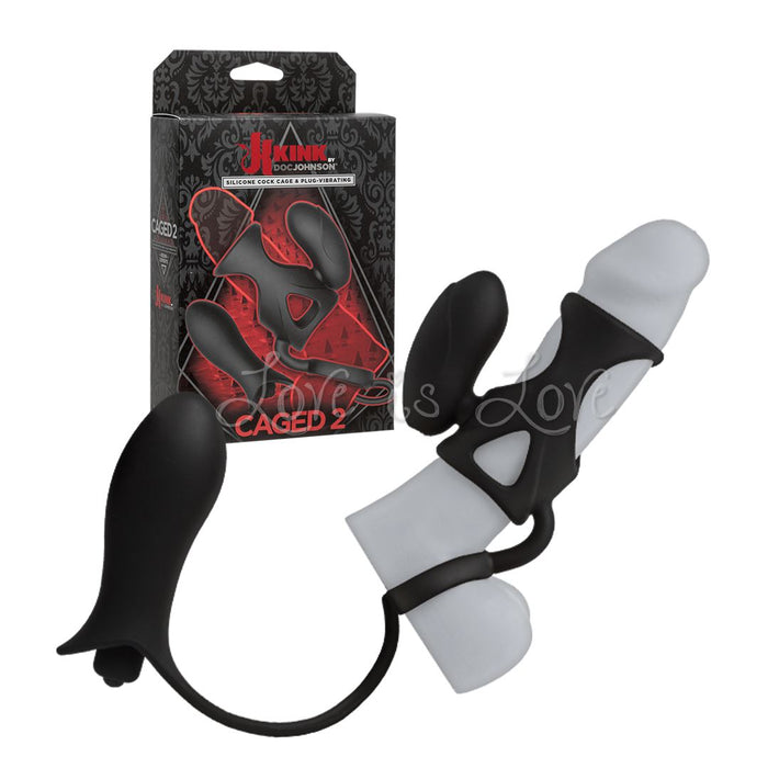 Doc Johnson Kink Caged 2 Silicone Cock Cage & Vibrating Plug