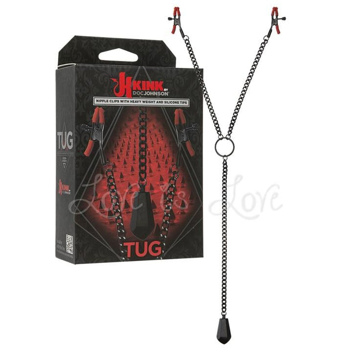 Doc Johnson Kink Tug Nipple Clips with Heavy Weight and Silicone Tips