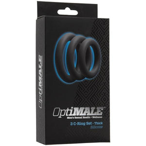 Doc Johnson OptiMale 3 C-Ring Set Thick Black Cock Rings - Cock Ring Sets Doc Johnson 