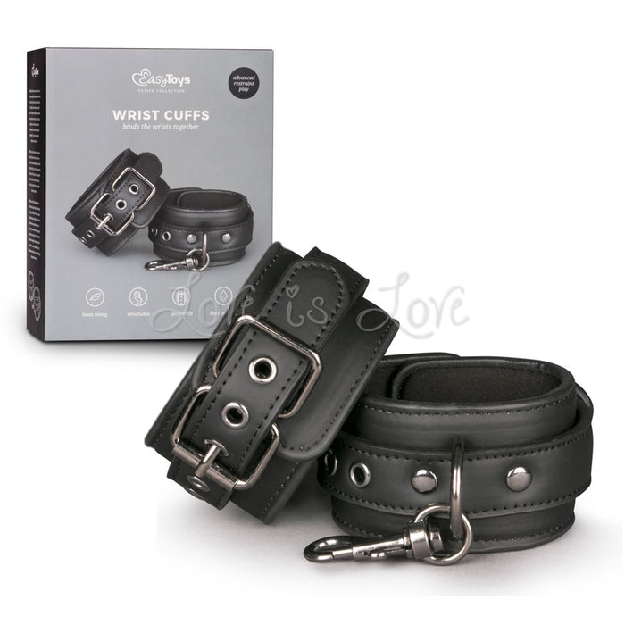 Easytoys Black Faux Leather Wrist Cuffs