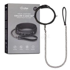 Easytoys Faux Leather Collar and Lead Set Bondage - Collars & Leash Easytoys 