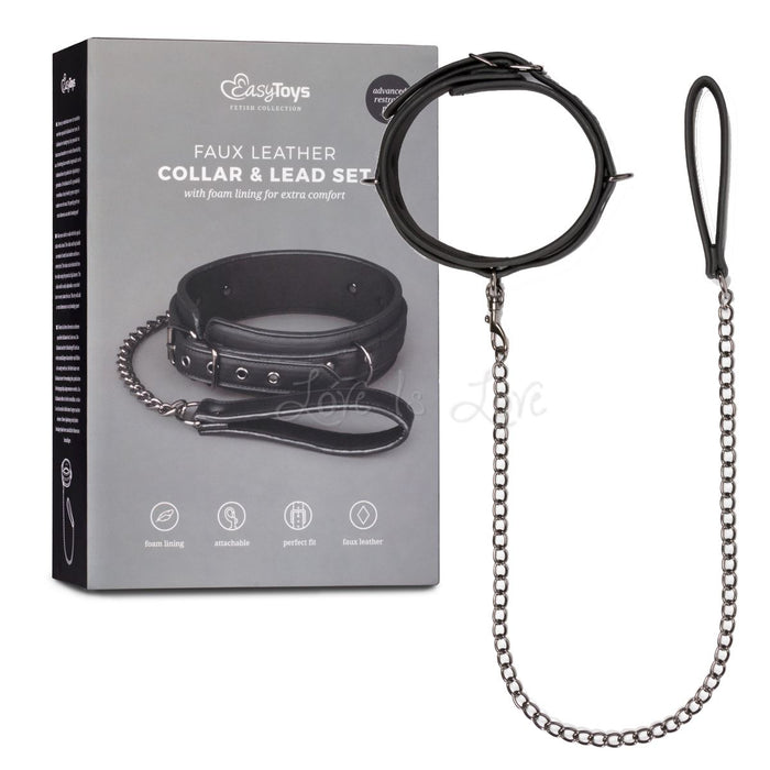 Easytoys Faux Leather Collar and Lead Set