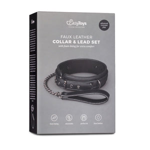 Easytoys Faux Leather Collar and Lead Set Bondage - Collars & Leash Easytoys 