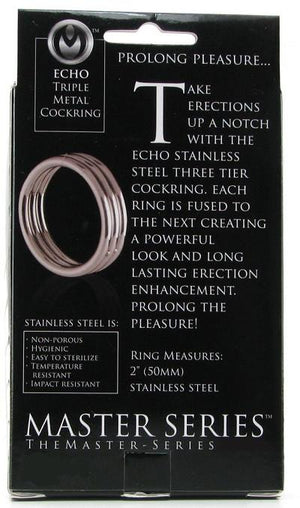 Echo Stainless Steel Triple Cock Ring 2 Inch For Him - Cock Rings Master Series 
