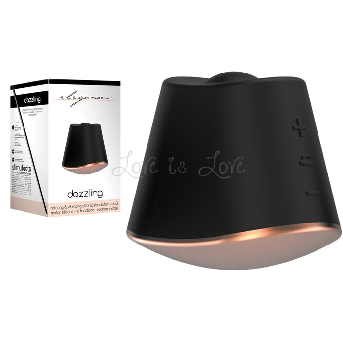 Shots Elegance Dazzling Rotating & Vibrating Clitoral Stimulator Black