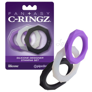 Fantasy C-Ringz Silicone Designer Stamina Set Black or Purple