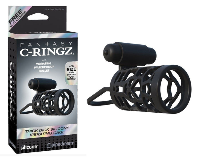 Fantasy C-Ringz Thick Dick Silicone Vibrating Cage