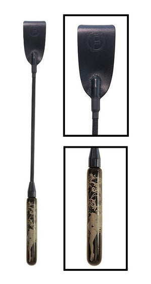 Fashionistas Black Glass Riding Crop Bondage - Floggers/Whips/Crops Fashionistas 