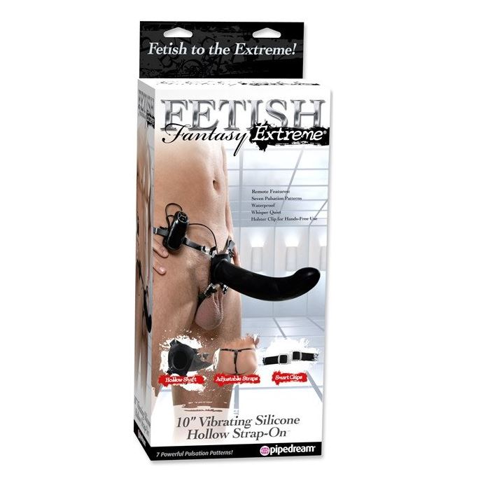 Fetish Fantasy Extreme 10 Inch Vibrating Silicone Hollow Strap-On
