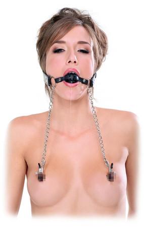 Fetish Fantasy Extreme Deluxe Ball Gag and Nipple Clamps Bondage - Ball & Bit Gags Pipedream Products 