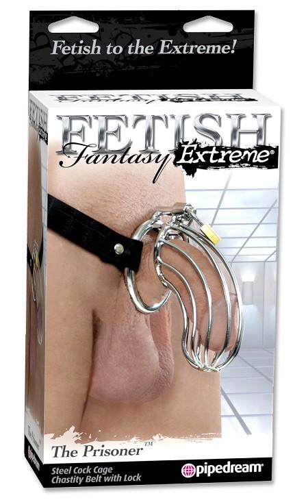 Fetish Fantasy Extreme The Prisoner Chastity Metal Cock Cage with Belt