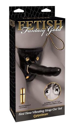 Fetish Fantasy Gold First Time Vibrating Strap-On Set Strap-Ons & Harnesses - Strap-On Kits Pipedream Products 