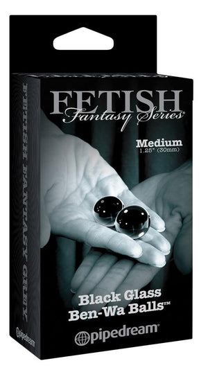 Fetish Fantasy Series Limited Edition Black Glass Ben Wa Balls Small And Medium Sizes Anal - Anal Beads & Balls Pipedream Products 