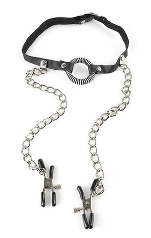 Fetish Fantasy Series O-Ring Gag with Nipple Clamps Nipple Toys - Nipple Clamps Pipedream Products 