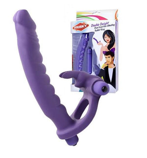 Frisky Double Delight Dual Penetration Vibrating Rabbit Cock Ring Cock Rings - Rabbit Cock Rings Frisky 