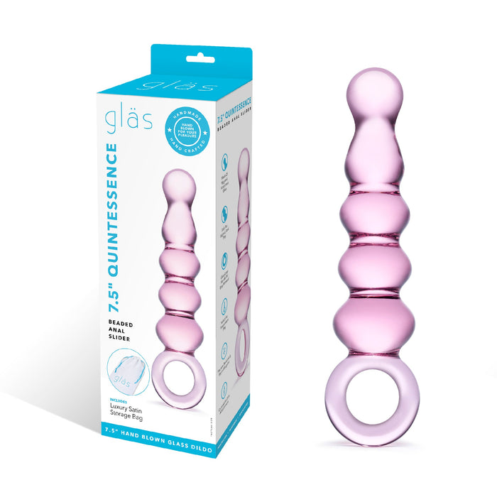 Glas Quintessence Beaded Glass Anal Slider Butt Plug 7.5 Inch