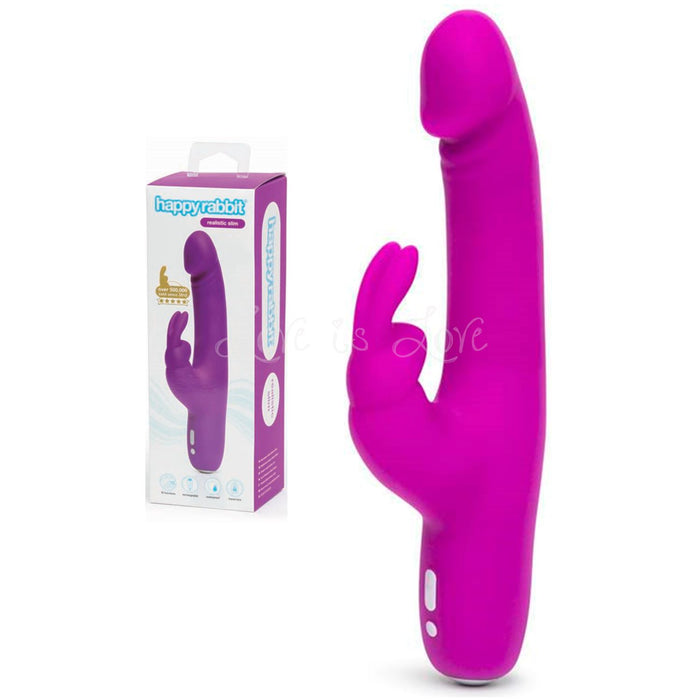 Happy Rabbit Slimline Realistic Rechargeable Rabbit Vibrator Purple