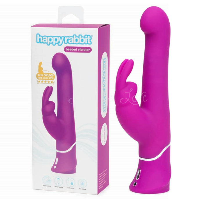 Happy Rabbit Vibrator Rechargeable Beaded G-Spot Purple [Box Condition*]