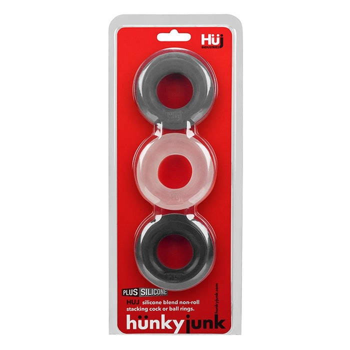 Oxballs Hunkyjunk Huj3 Plus Silicone C-Ring 3-Pack Tar Multi