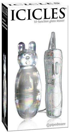 Icicles No. 33 - 10 Function Vibrating Glass Teaser 4 Inch Dildos - Glass/Ceramic/Metal ICICLES 