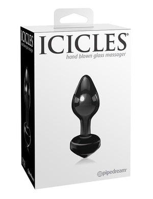 Icicles No. 44 Hand Blown Glass Massager Plug In Black Anal - Exotic & Unique Butt Plugs ICICLES 