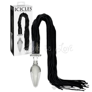 Icicles No. 49 Hand Blown Glass Massager Anal Plug With Flogger (Newly Replenished) Dildos - Glass/Ceramic/Metal ICICLES 