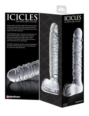 Icicles No. 63 Hand Blown Glass Massager With 8.25 Inch Realistic Straight Shaft Dildos - Glass/Ceramic/Metal ICICLES 