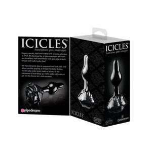 Icicles No. 77 Hand Blown Glass Massager Black Anal - Anal Glass Toys ICICLES 