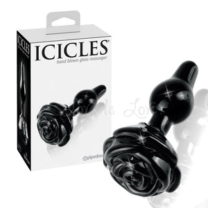 Icicles No. 77 Hand Blown Glass Massager Black Anal - Anal Glass Toys ICICLES 