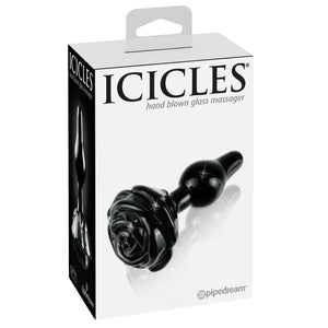 Icicles No. 77 Hand Blown Glass Massager Black Anal - Anal Glass Toys ICICLES 