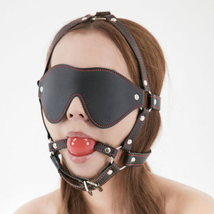 Japan NPG Benitsubaki Gag and Blindfold Head Harness Bondage - Ball & Bit Gags NPG 