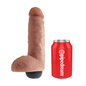 King Cock Squirting Cock with Balls 8 Inch Tan Dildos - Inflatable & Ejaculating King Cock 