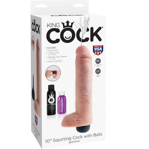 King Cock Squirting Cock With Balls Flesh (Available in 8", 9" and 10") Dildos - Inflatable & Ejaculating King Cock 10 Inch 