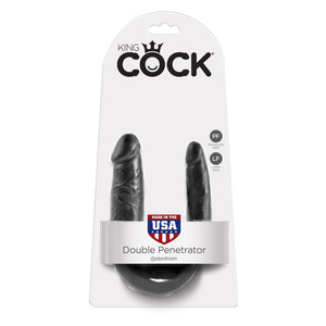 King Cock U-Shaped Double Trouble Small or Medium Flesh or Black Dildos - King Cock Dildos King Cock Small Black 