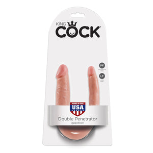 King Cock U-Shaped Double Trouble Small or Medium Flesh or Black Dildos - King Cock Dildos King Cock Small Flesh 