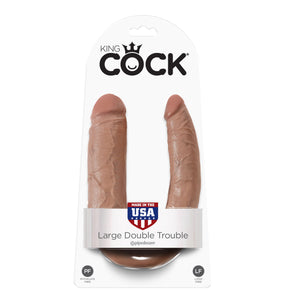 King Cock U-Shaped Large Double Trouble Tan 17.5 Inch Dildos - King Cock Dildos King Cock 