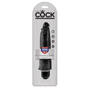 King Cock Vibrating Stiffy 8 Inch Black Or Flesh Vibrators - King Cock Vibrators King Cock Black 