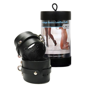 Kinklab Leather Ankle Cuffs Black Bondage - Ankle & Wrist Restraints kinklab 