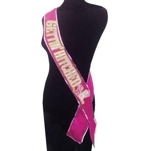 Little Genie Gettin' Hitched Glow in the Dark Sash (Newly Replenished on Nov 18) Gifts & Games - Bachelorette Little Genie Productions LLC 