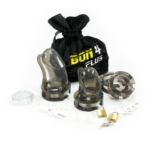 Male Chastity Device Bon4 Plus in Transparent Red or Black For Him - Chastity Devices BON4 