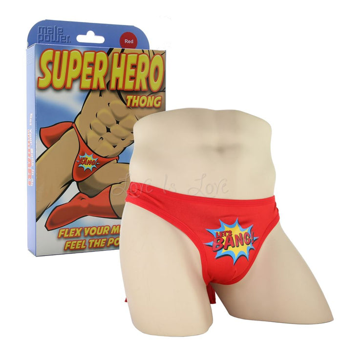 Male Power Let's Bang Superhero Thong Red