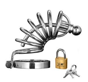 Master Series Asylum 6 Ring Locking Chastity Cage For Him - Chastity Devices Master Series 